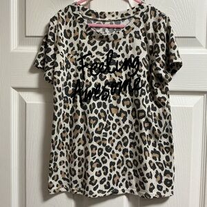 Art Class Leopard Print Tee with Black Accents